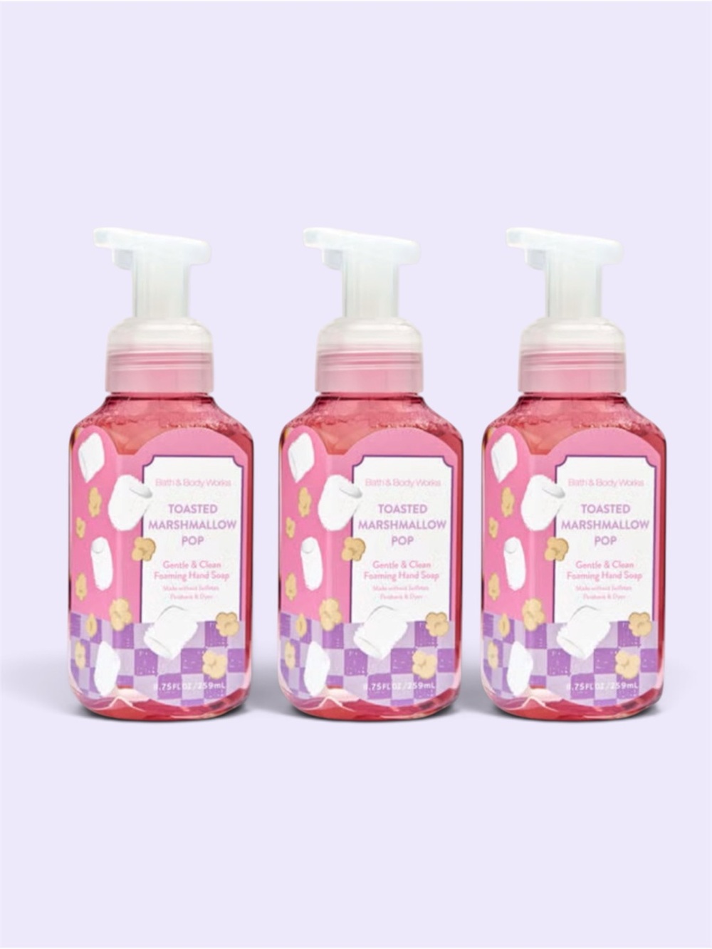 Bath & Body Works Toasted Marshmallow Pop Foaming Hand Soap 8.75 oz Set of 3pc.